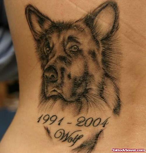Realistic Dog Memory Tattoo