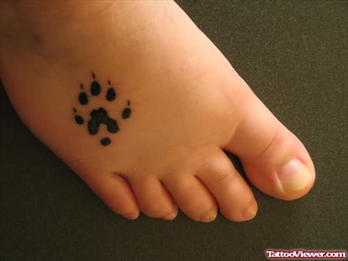 Dog Paw Tattoo On Foot