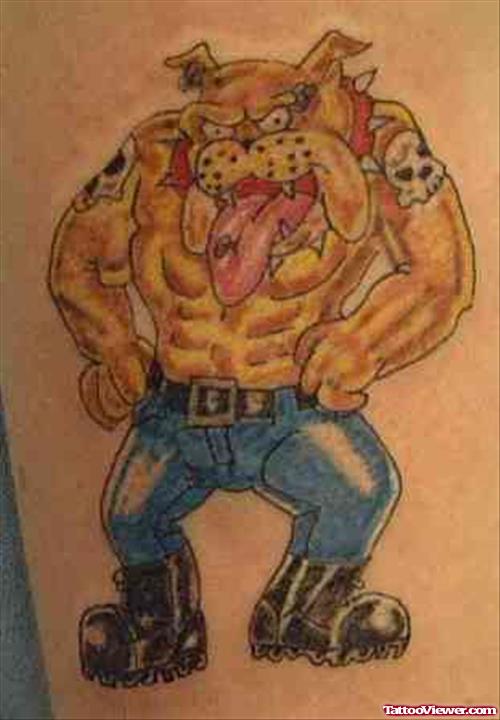 Brown Dog Cartoon Tattoo