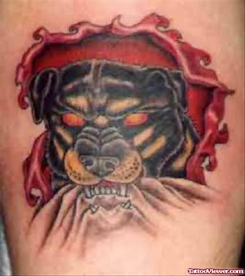 Angry Red Eyes Dog Tattoo