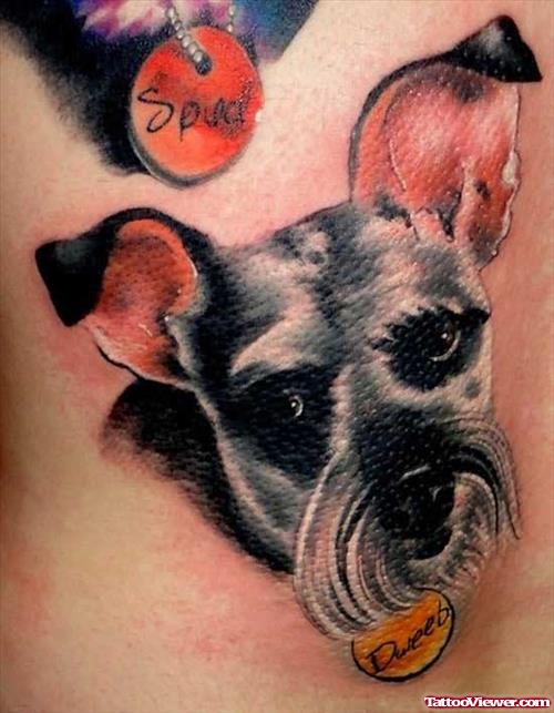 Red Ear Dog Face Tattoo