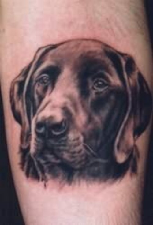 Black Ink Dog Tattoo