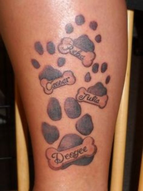 Paw Prints Dog Tattoo On Sleeve