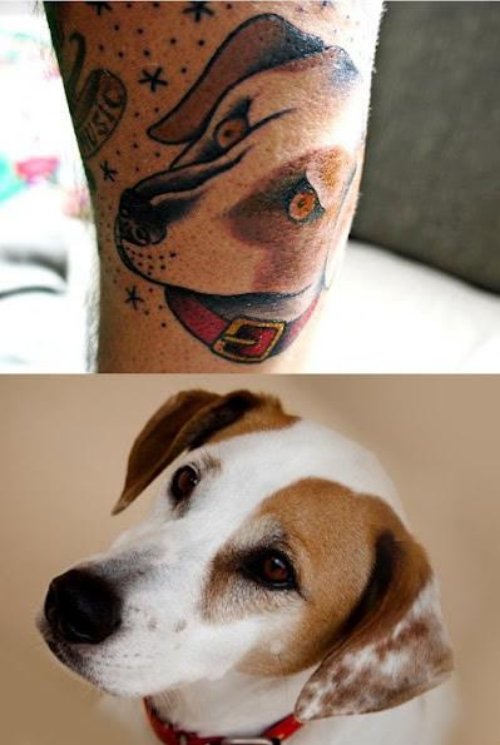 Left Sleeve Dog Head Tattoo