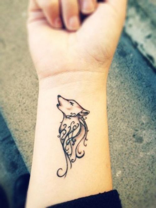 Howling Dog Tattoo On Right Forearm