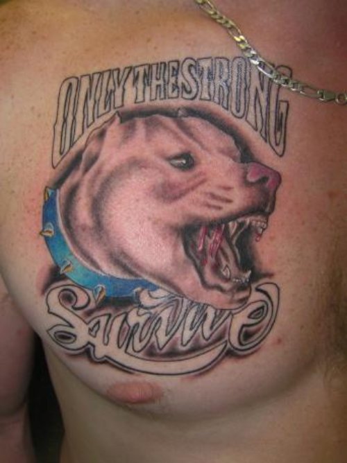 Only The Strong Dog Head Tattoo