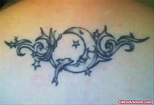 Moon And Dolphin Tattoo