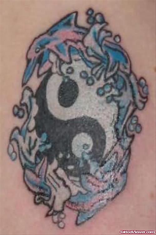 Latest Ying Yang Dolphin Tattoo Design