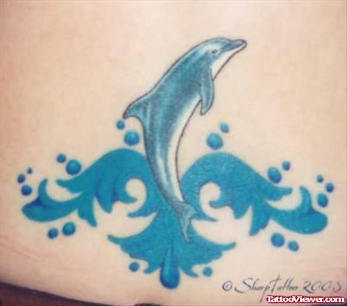Stylish Dolphin & Water Tattoo
