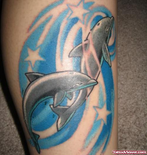 Awesome Dolphin world Tattoo