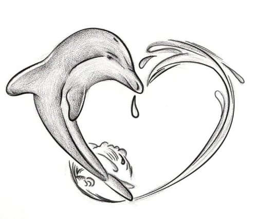 Dolphin Heart Tattoos Design