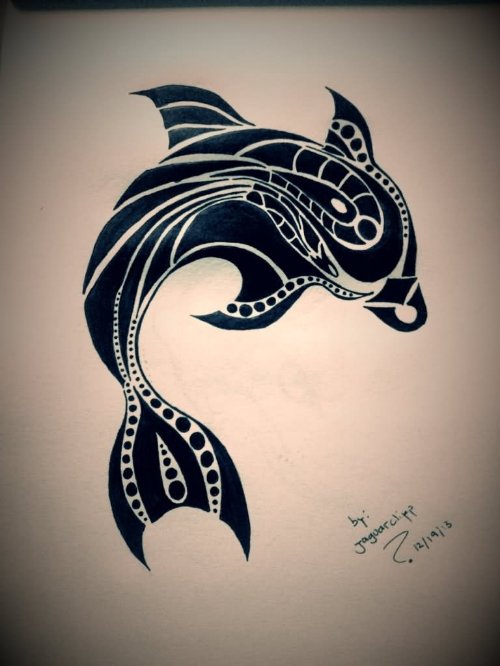Black Tribal Dolphin Tattoos Design Idea