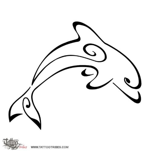 Simple Outline Dolphin Tattoo Design