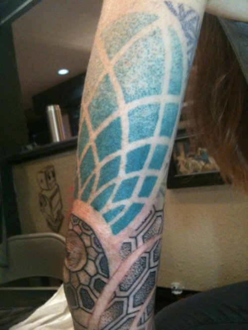 Color Ink Dotwork Tattoo On Sleeve