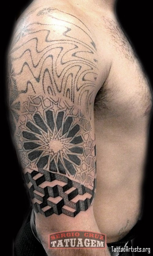 Right Sleeve Dotwork Tattoo For Men