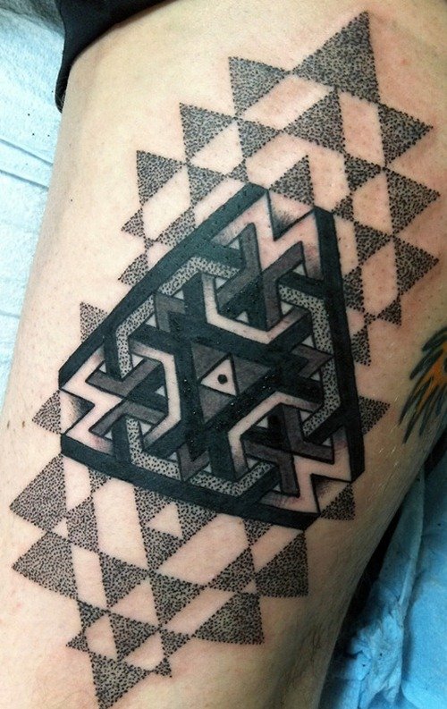 Geometric Dotwork Tattoo On Sleeve
