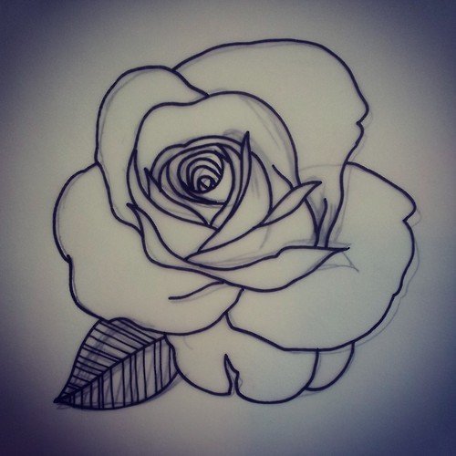 Outline Rose Flower Dotwork Tattoo Design