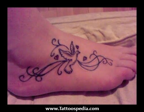 Dove Tattoo On Girl Right Foot