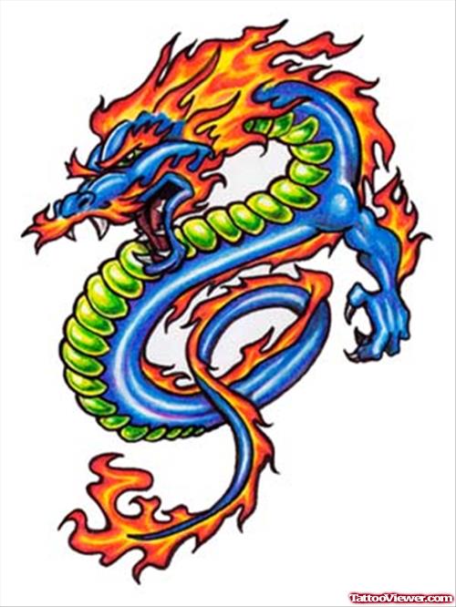 Wonderful Colored Dragon Tattoo Design