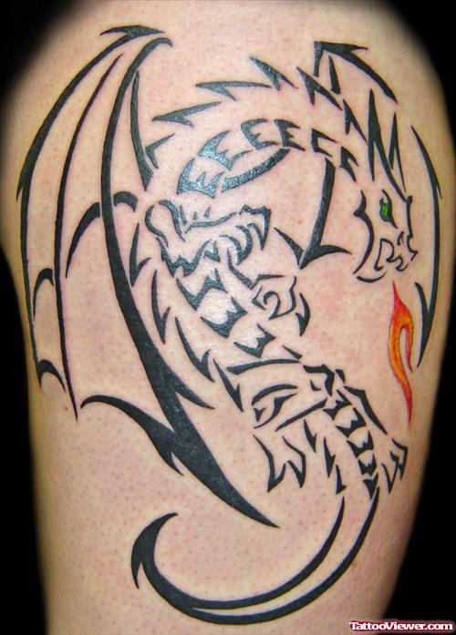 Tribal Black Fire Dragon Tattoo