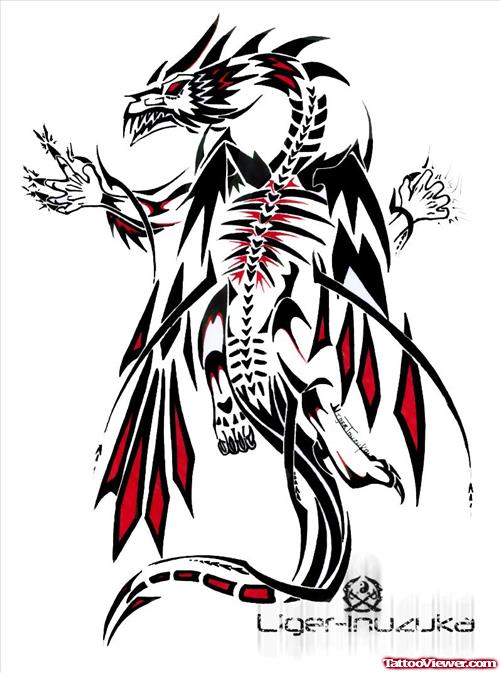 Demonic Tribal Dragon Tattoo Design