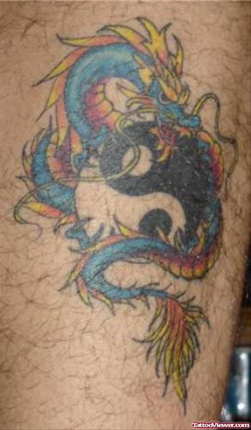 Yin Yang Dragon Color Ink Tattoo