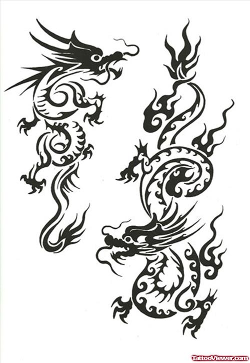 Tribal Chinese Dragon Tattoos Design