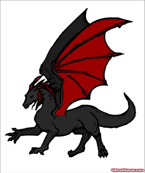 Red Wings Dragon Tattoo Design