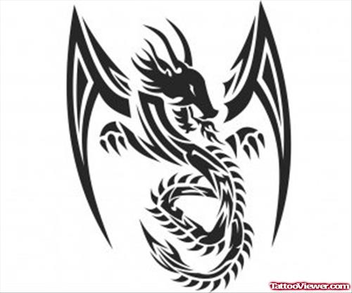Best Black Tribal Dragon Tattoo Design