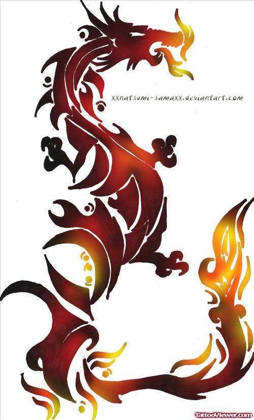 Fire Dragon Color Ink Tattoo Design