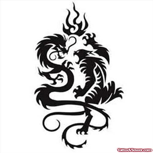 New Black Ink Dragon Tattoo Design