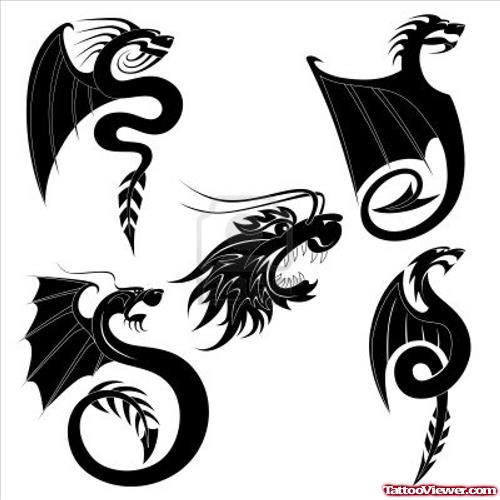 Good Black Ink Dragon Tattoo Design