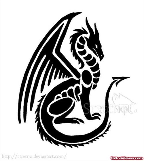 Black Tribal Dragon Tattoo Quality Design