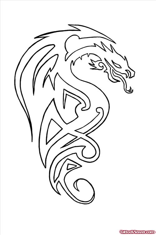 New Outline Dragon Tattoo Design