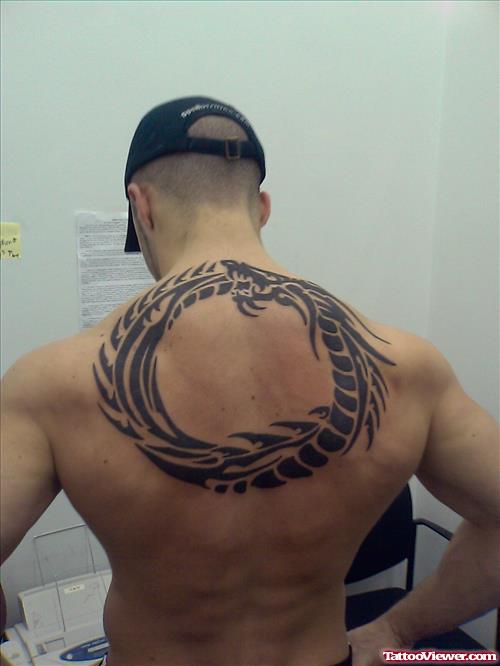 Ouroboros Dragon Tattoo On Man Back