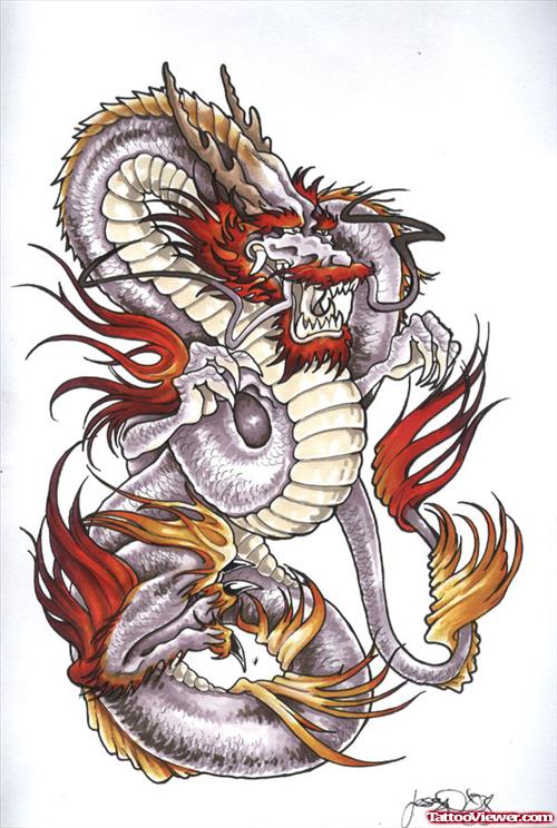 Amazing Colored Dragon Tattoo Design
