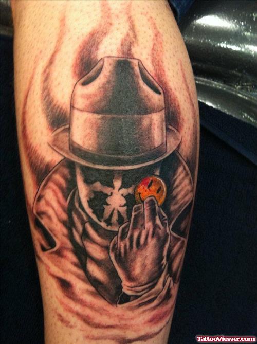 Rorschach Dragon With Smiley In Hand Tattoo