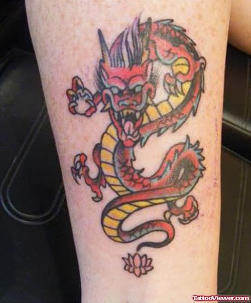 Red Ink Dragon Tattoo