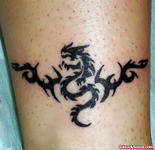Black Tribal Dragon Armband Tattoo