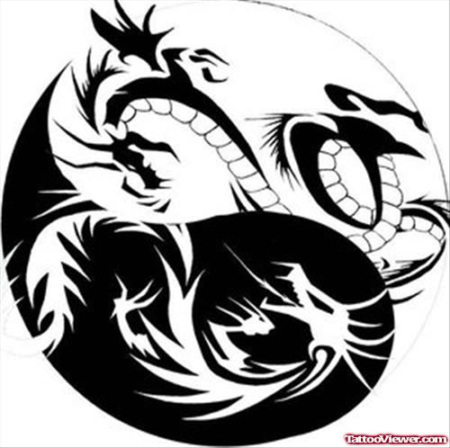 Yin Yang And Dragon Tattoo Design