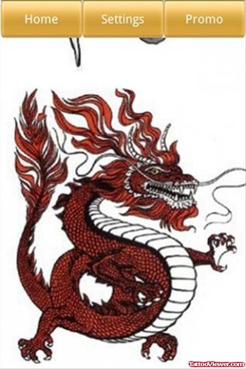 Red Ink Dragon Tattoo Design