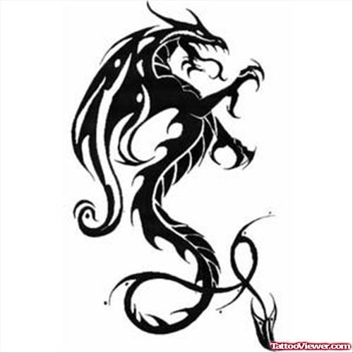Angry Black Dragon Tattoo Design