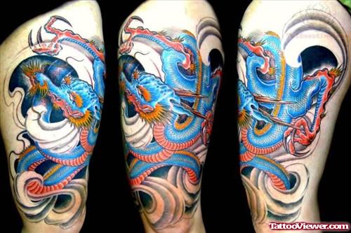 Beautiful Dragon Tattoo On Left Leg