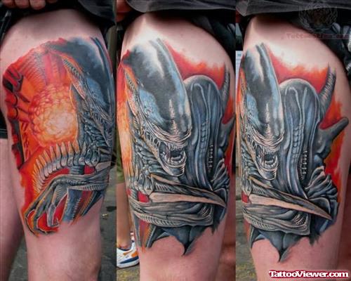 Dragon Tattoo On Thigh