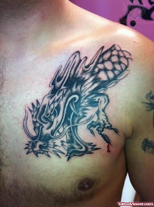 Dragon Tattoo On Men Left Chest