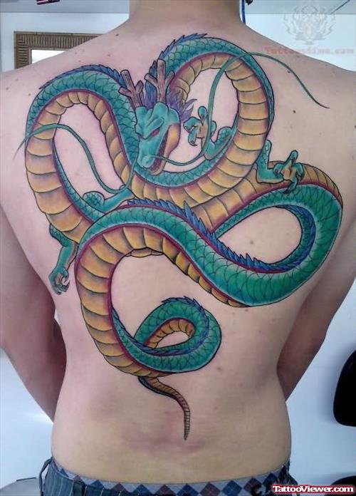 Dragon Snake Color ink Tattoo On Back