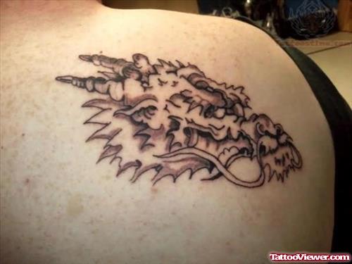 Dragon Head Tattoo On Back Shoulder