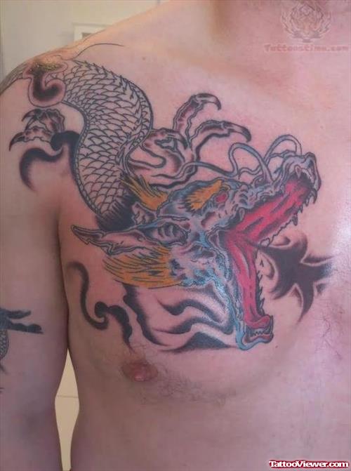 Dragon Japanese Tattoo On Chest