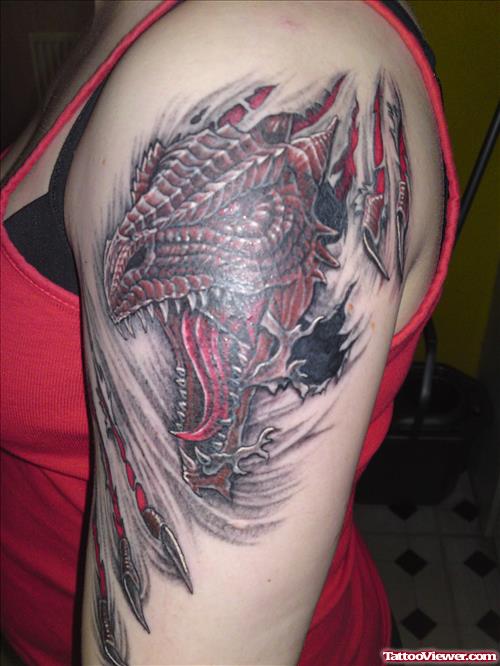 Red Dragon Tattoo For Shoulder
