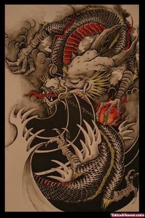 Chinese Colour Dragon Tattoo